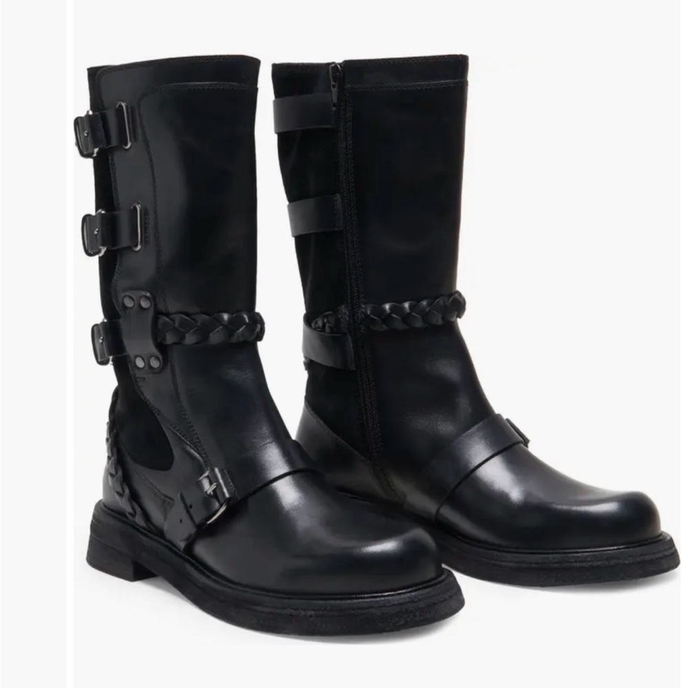 Free People Billie Black Combat Moto Boots Size: 8 NEW